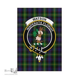 Scottish Watson Tartan Flag with Family Crest - Tartan Garden Flag Scottish Plaid Tartan Plaid - ScotsTee - scotstee.com