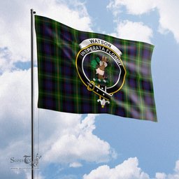 Scottish Watson Tartan Flag with Family Crest - Tartan Garden Flag Scottish Plaid Tartan Plaid - ScotsTee - scotstee.com