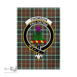Scottish Thomson Hunting Modern Tartan Flag with Family Crest - Tartan Garden Flag Scottish Plaid Tartan Plaid - ScotsTee - scotstee.com