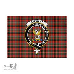 Scottish Stewart Royal Modern Tartan Flag with Family Crest - Tartan Garden Flag Scottish Plaid Tartan Plaid - ScotsTee - scotstee.com