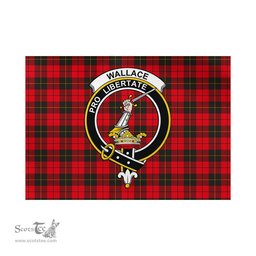 Scottish Wallace Weathered Tartan Flag with Family Crest - Tartan Garden Flag Scottish Plaid Tartan Plaid - ScotsTee - scotstee.com