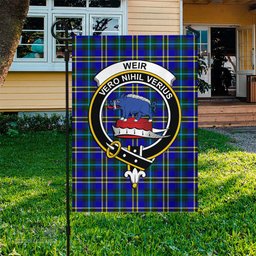 Scottish Weir Modern Tartan Flag with Family Crest - Tartan Garden Flag Scottish Plaid Tartan Plaid - ScotsTee - scotstee.com