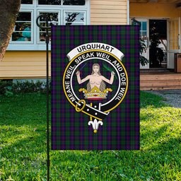 Scottish Urquhart Tartan Flag with Family Crest - Tartan Garden Flag Scottish Plaid Tartan Plaid - ScotsTee - scotstee.com