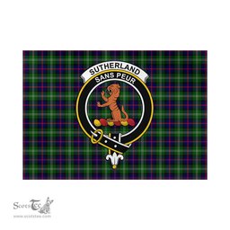 Scottish Sutherland Modern Tartan Flag with Family Crest - Tartan Garden Flag Scottish Plaid Tartan Plaid - ScotsTee - scotstee.com