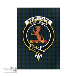 Scottish Sutherland Tartan Flag with Family Crest - Tartan Garden Flag Scottish Plaid Tartan Plaid - ScotsTee - scotstee.com