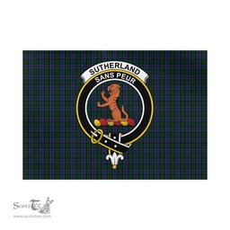Scottish Sutherland Tartan Flag with Family Crest - Tartan Garden Flag Scottish Plaid Tartan Plaid - ScotsTee - scotstee.com