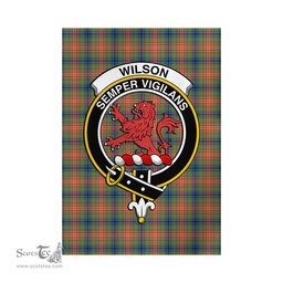 Scottish Wilson Ancient Tartan Flag with Family Crest - Tartan Garden Flag Scottish Plaid Tartan Plaid - ScotsTee - scotstee.com