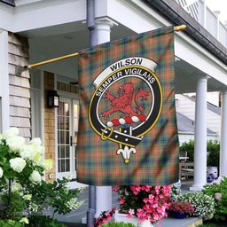 Scottish Wilson Ancient Tartan Flag with Family Crest - Tartan Garden Flag Scottish Plaid Tartan Plaid - ScotsTee - scotstee.com