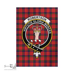 Scottish Robertson Modern Tartan Flag with Family Crest - Tartan Garden Flag Scottish Plaid Tartan Plaid - ScotsTee - scotstee.com