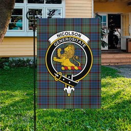 Scottish Nicolson Hunting Ancient Tartan Flag with Family Crest - Tartan Garden Flag Scottish Plaid Tartan Plaid - ScotsTee - scotstee.com