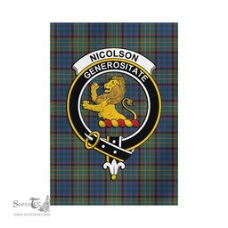 Scottish Nicolson Hunting Ancient Tartan Flag with Family Crest - Tartan Garden Flag Scottish Plaid Tartan Plaid - ScotsTee - scotstee.com