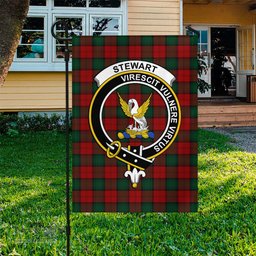 Scottish Stewart of Atholl Tartan Flag with Family Crest - Tartan Garden Flag Scottish Plaid Tartan Plaid - ScotsTee - scotstee.com