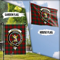 Scottish Stewart of Atholl Tartan Flag with Family Crest - Tartan Garden Flag Scottish Plaid Tartan Plaid - ScotsTee - scotstee.com
