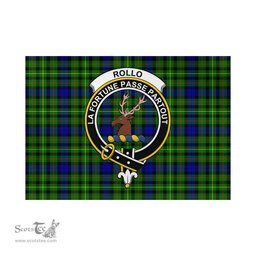 Scottish Rollo Modern Tartan Flag with Family Crest - Tartan Garden Flag Scottish Plaid Tartan Plaid - ScotsTee - scotstee.com