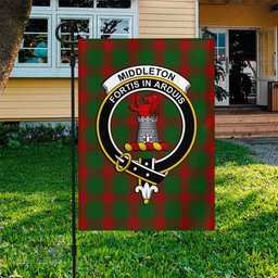 Scottish Middleton Tartan Flag with Family Crest - Tartan Garden Flag Scottish Plaid Tartan Plaid - ScotsTee - scotstee.com