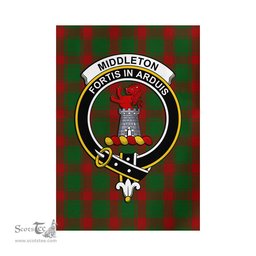 Scottish Middleton Tartan Flag with Family Crest - Tartan Garden Flag Scottish Plaid Tartan Plaid - ScotsTee - scotstee.com