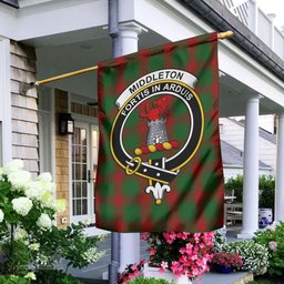 Scottish Middleton Tartan Flag with Family Crest - Tartan Garden Flag Scottish Plaid Tartan Plaid - ScotsTee - scotstee.com