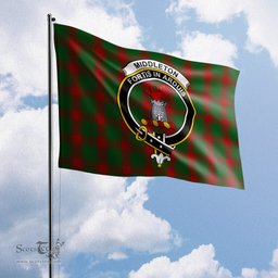 Scottish Middleton Tartan Flag with Family Crest - Tartan Garden Flag Scottish Plaid Tartan Plaid - ScotsTee - scotstee.com