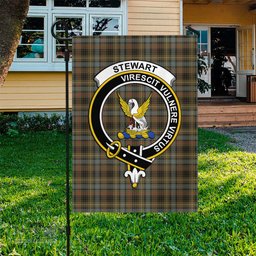 Scottish Stewart Hunting Weathered Tartan Flag with Family Crest - Tartan Garden Flag Scottish Plaid Tartan Plaid - ScotsTee - scotstee.com