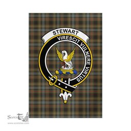 Scottish Stewart Hunting Weathered Tartan Flag with Family Crest - Tartan Garden Flag Scottish Plaid Tartan Plaid - ScotsTee - scotstee.com