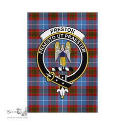 Scottish Preston Tartan Flag with Family Crest - Tartan Garden Flag Scottish Plaid Tartan Plaid - ScotsTee - scotstee.com