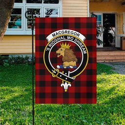 Scottish Rob Roy Macgregor Tartan Flag with Family Crest - Tartan Garden Flag Scottish Plaid Tartan Plaid - ScotsTee - scotstee.com