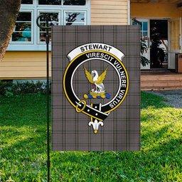 Scottish Stewart Grey Tartan Flag with Family Crest - Tartan Garden Flag Scottish Plaid Tartan Plaid - ScotsTee - scotstee.com