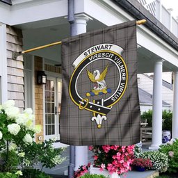 Scottish Stewart Grey Tartan Flag with Family Crest - Tartan Garden Flag Scottish Plaid Tartan Plaid - ScotsTee - scotstee.com
