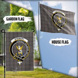 Scottish Stewart Grey Tartan Flag with Family Crest - Tartan Garden Flag Scottish Plaid Tartan Plaid - ScotsTee - scotstee.com