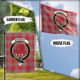 Scottish Moubray Tartan Flag with Family Crest - Tartan Garden Flag Scottish Plaid Tartan Plaid - ScotsTee - scotstee.com