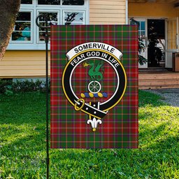 Scottish Somerville Tartan Flag with Family Crest - Tartan Garden Flag Scottish Plaid Tartan Plaid - ScotsTee - scotstee.com