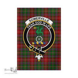 Scottish Somerville Tartan Flag with Family Crest - Tartan Garden Flag Scottish Plaid Tartan Plaid - ScotsTee - scotstee.com