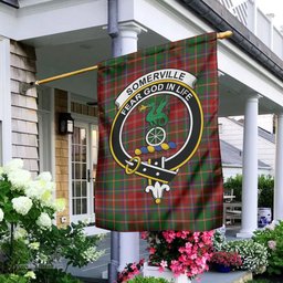 Scottish Somerville Tartan Flag with Family Crest - Tartan Garden Flag Scottish Plaid Tartan Plaid - ScotsTee - scotstee.com