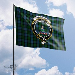 Scottish Morrison Society Tartan Flag with Family Crest - Tartan Garden Flag Scottish Plaid Tartan Plaid - ScotsTee - scotstee.com