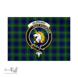 Scottish Oliphant Modern Tartan Flag with Family Crest - Tartan Garden Flag Scottish Plaid Tartan Plaid - ScotsTee - scotstee.com