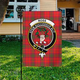 Scottish Ross Modern Tartan Flag with Family Crest - Tartan Garden Flag Scottish Plaid Tartan Plaid - ScotsTee - scotstee.com