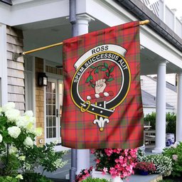 Scottish Ross Modern Tartan Flag with Family Crest - Tartan Garden Flag Scottish Plaid Tartan Plaid - ScotsTee - scotstee.com