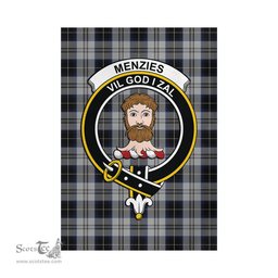 Scottish Menzies Black Dress Tartan Flag with Family Crest - Tartan Garden Flag Scottish Plaid Tartan Plaid - ScotsTee - scotstee.com