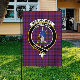 Scottish Montgomery Modern Tartan Flag with Family Crest - Tartan Garden Flag Scottish Plaid Tartan Plaid - ScotsTee - scotstee.com