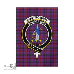 Scottish Montgomery Modern Tartan Flag with Family Crest - Tartan Garden Flag Scottish Plaid Tartan Plaid - ScotsTee - scotstee.com
