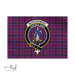 Scottish Montgomery Modern Tartan Flag with Family Crest - Tartan Garden Flag Scottish Plaid Tartan Plaid - ScotsTee - scotstee.com