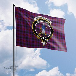 Scottish Montgomery Modern Tartan Flag with Family Crest - Tartan Garden Flag Scottish Plaid Tartan Plaid - ScotsTee - scotstee.com