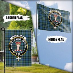 Scottish Robertson Hunting Ancient Tartan Flag with Family Crest - Tartan Garden Flag Scottish Plaid Tartan Plaid - ScotsTee - scotstee.com