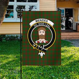 Scottish Menzies Tartan Flag with Family Crest - Tartan Garden Flag Scottish Plaid Tartan Plaid - ScotsTee - scotstee.com