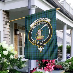 Scottish Matheson Hunting Tartan Flag with Family Crest - Tartan Garden Flag Scottish Plaid Tartan Plaid - ScotsTee - scotstee.com