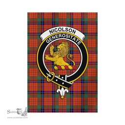 Scottish Nicolson Ancient Tartan Flag with Family Crest - Tartan Garden Flag Scottish Plaid Tartan Plaid - ScotsTee - scotstee.com