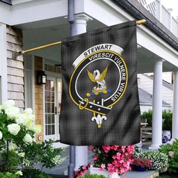 Scottish Stewart Mourning Tartan Flag with Family Crest - Tartan Garden Flag Scottish Plaid Tartan Plaid - ScotsTee - scotstee.com