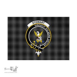 Scottish Stewart Mourning Tartan Flag with Family Crest - Tartan Garden Flag Scottish Plaid Tartan Plaid - ScotsTee - scotstee.com