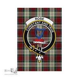 Scottish Rose White Dress Tartan Flag with Family Crest - Tartan Garden Flag Scottish Plaid Tartan Plaid - ScotsTee - scotstee.com