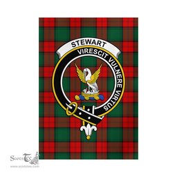 Scottish Stewart Atholl Modern Tartan Flag with Family Crest - Tartan Garden Flag Scottish Plaid Tartan Plaid - ScotsTee - scotstee.com